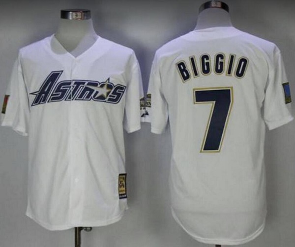 Men's Houston Astros #7 Craig Biggio White Cool Base Stitched Baseball Jersey